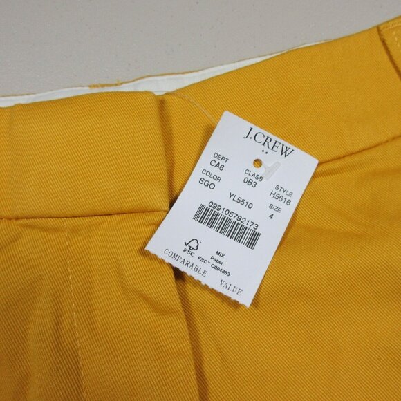 JCREW womens solid canary chino shorts 4 h5616 NWT - Picture 2 of 8